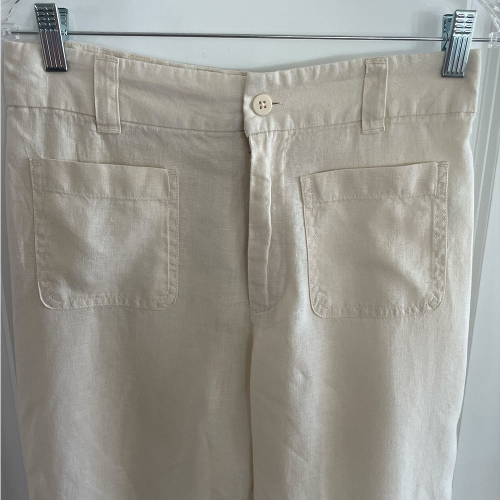 Nicole Miller 100% Linen Pants sz. 6 Vanilla White Wide-Leg Pants - Picture 2 of 5
